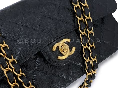 chanel black caviar ghw vintage shoulder bag circa 90s|Chanel Black Quilted Caviar Leather East.